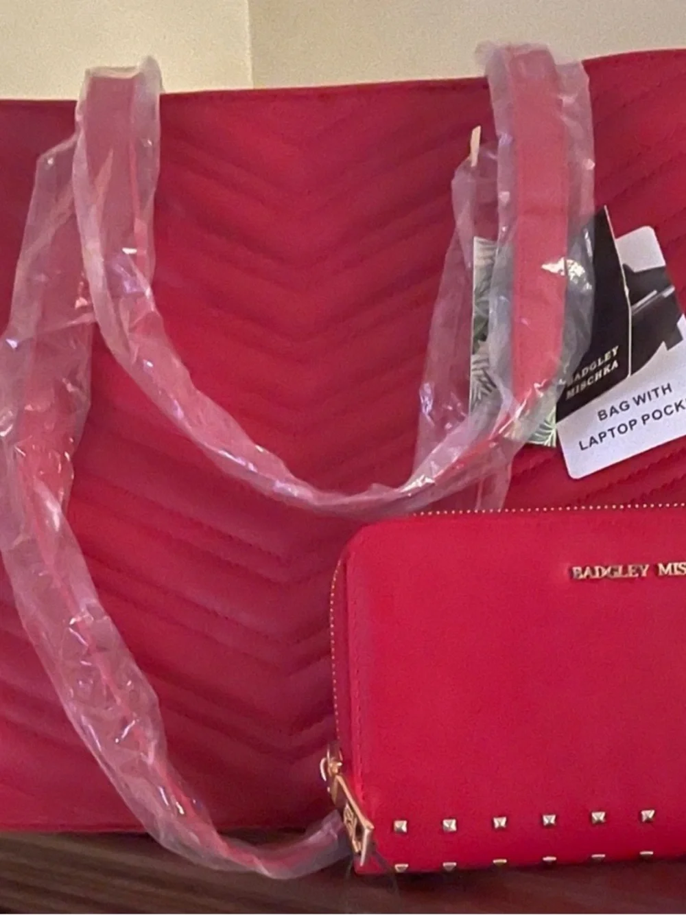 Badgley Mischka set. NWT. Tote bag and wallet. Has lap top pocket.  MRSP $208 - Picture 3 of 9